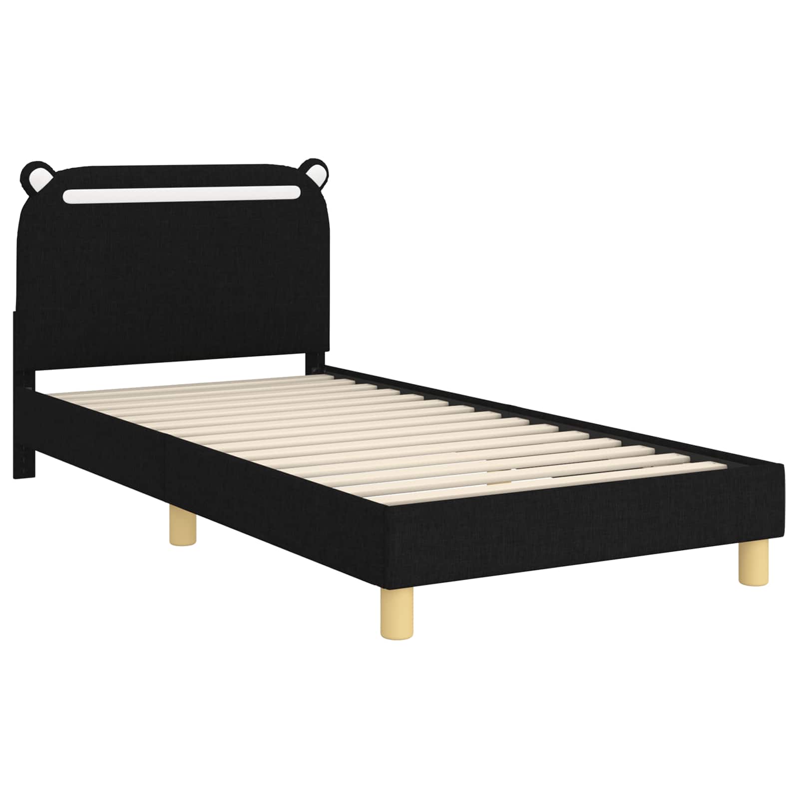 Krevet za djecu s uzglavljem Crna 80 x 200 cm Tkanina