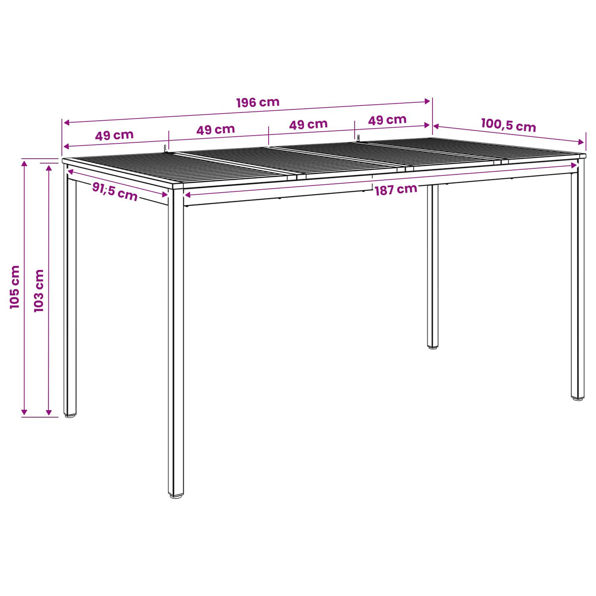 Stol za bar u vrtu Prirodna i kava 196 x 100,5 x 105 cm