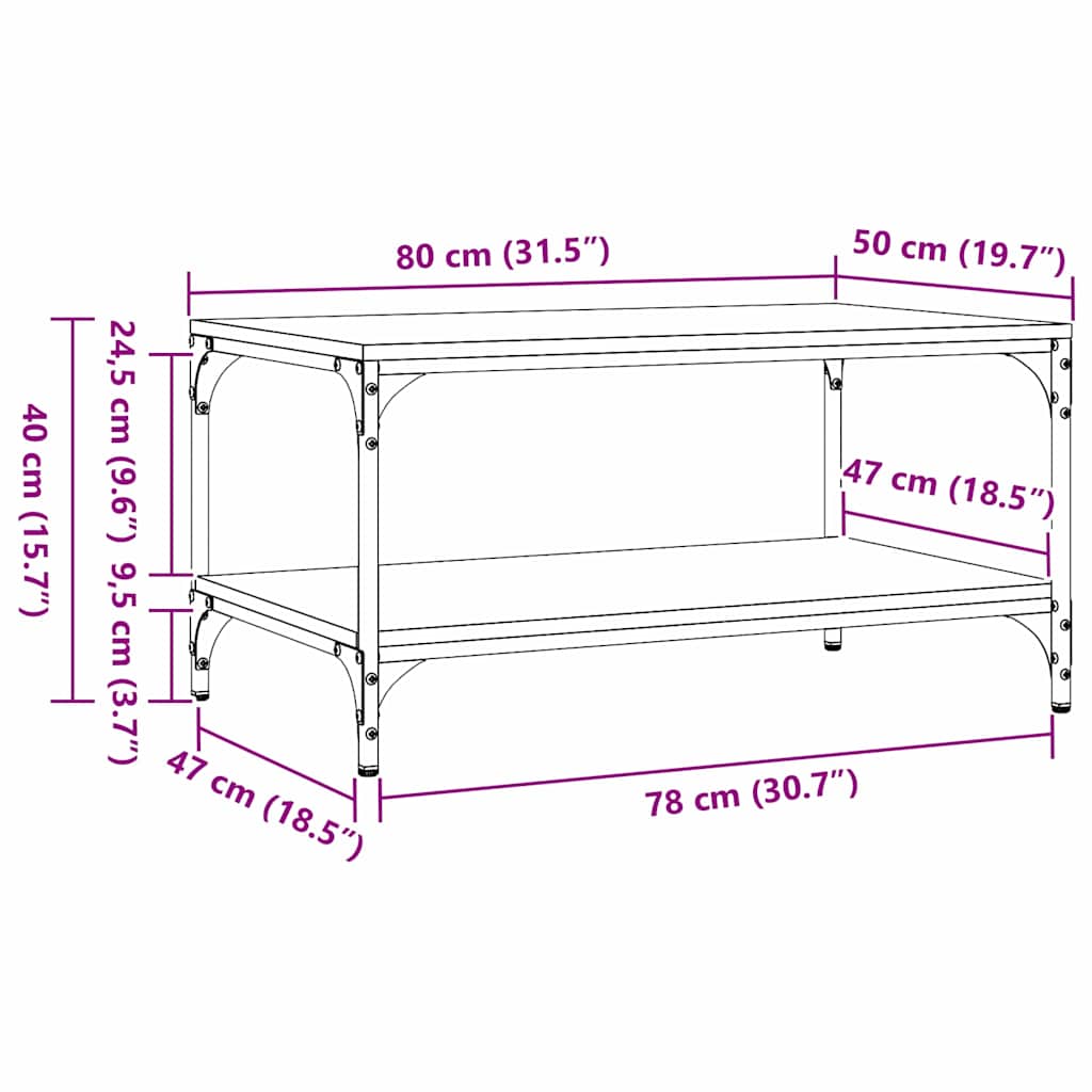 Kava Stol Staro drvo 80 x 50 x 40 cm Konstruirano drvo
