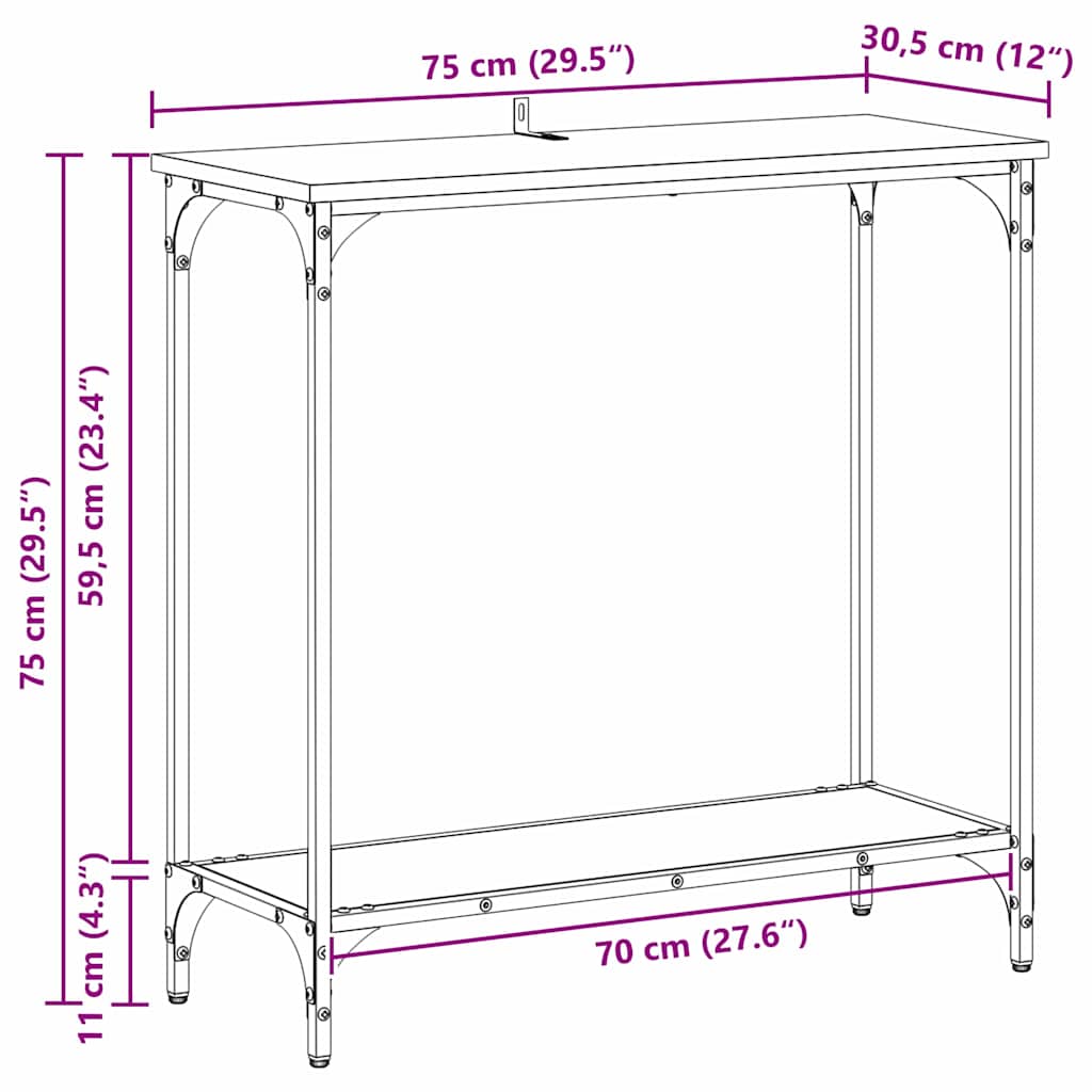 Konzolna stolica s policom hrast artisan 75 x 30.5 x 75 cm