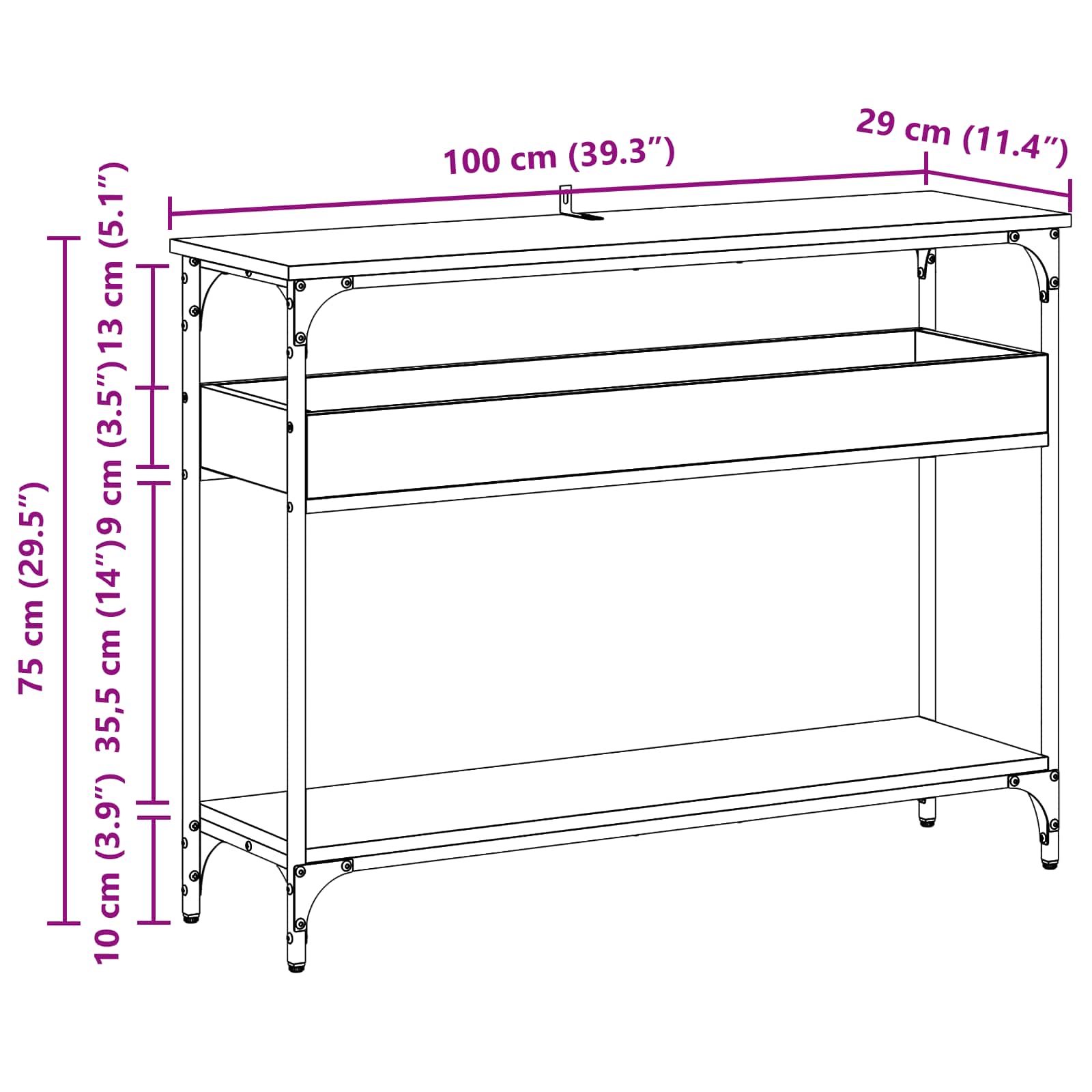 Konzolna stolica Crni hrast 100 x 29 x 75 cm Konstruirano drvo