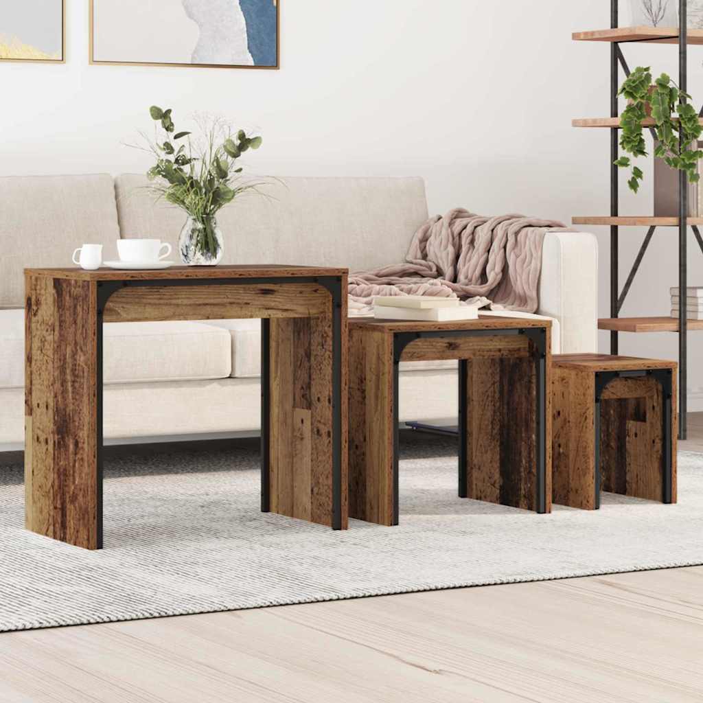 Kava Stol 3 pcs Staro drvo Konstruirano drvo