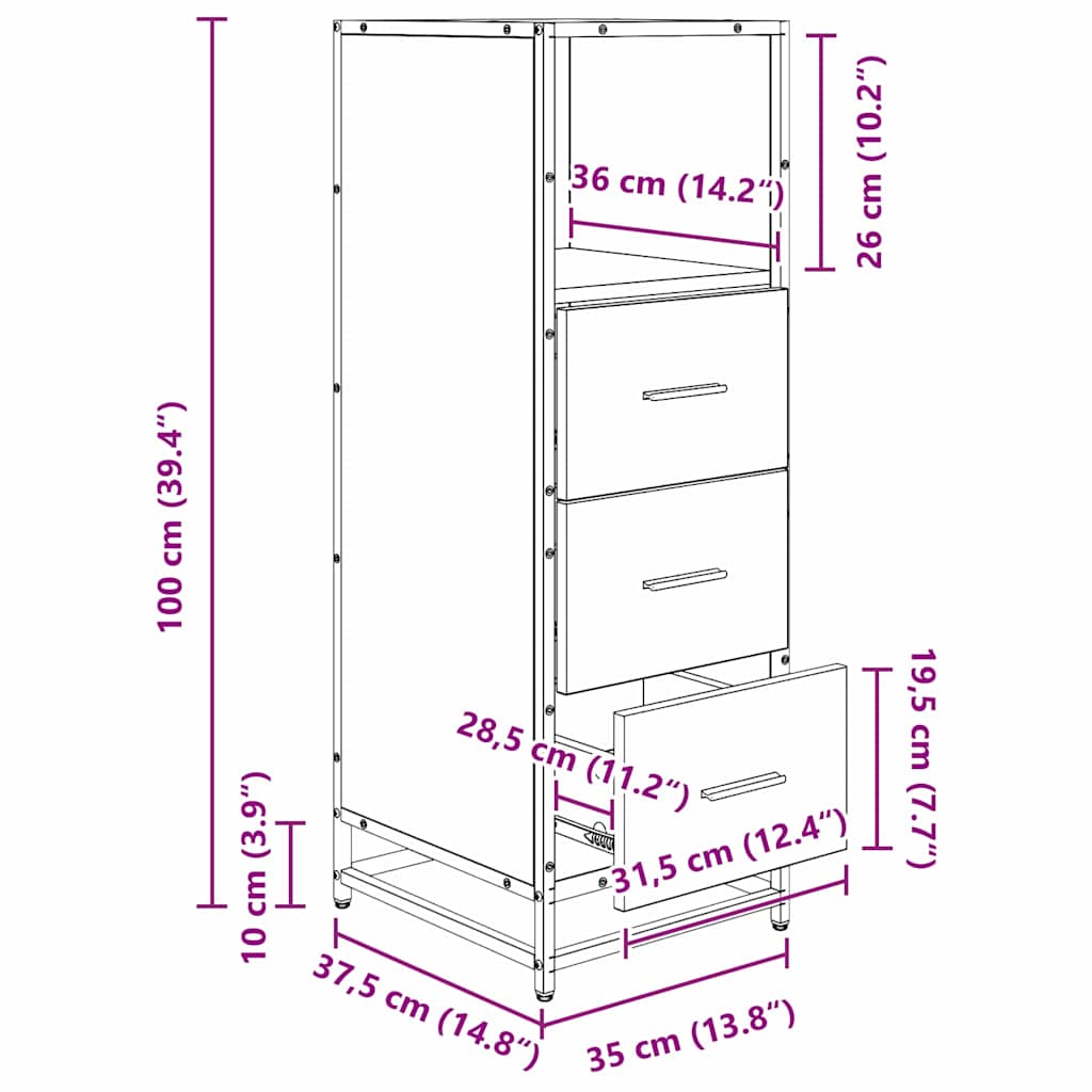 Set namještaja za kupaonicu Crni hrast 35 x 37,5 x 100 cm
