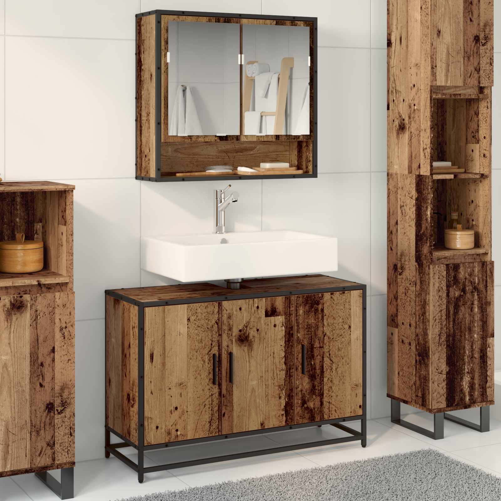 Kupaonski ormar Staro drvo 90 x 33 x 60 cm Konstruirano drvo
