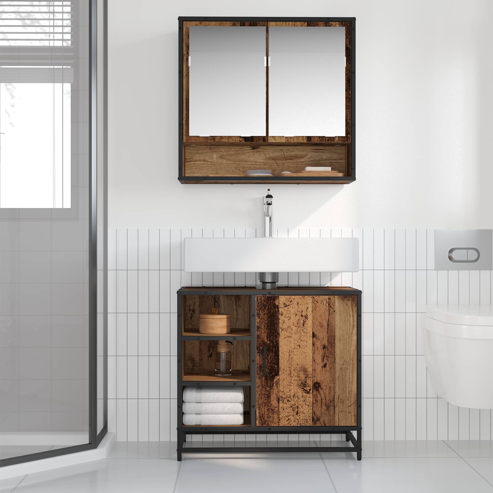 Kupaonski ormar Staro drvo 65 x 33 x 60 cm Konstruirano drvo