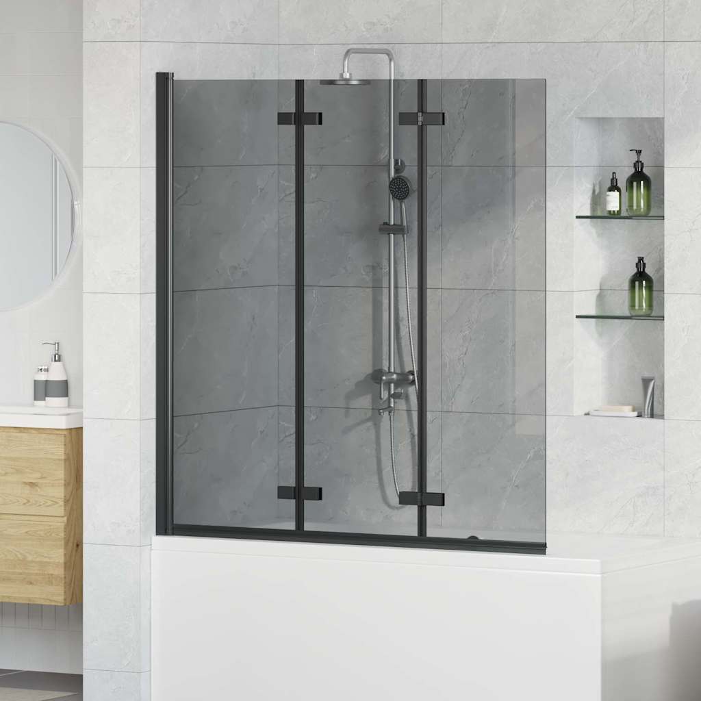 Sklopiva tuš kabina Crna 130 x 138 cm ESG staklo i aluminij