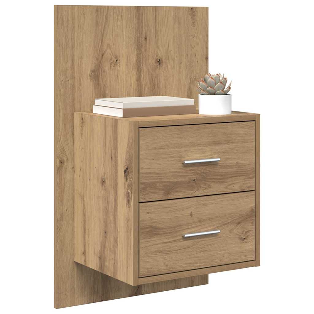 Wall-mounted noćni ormarić s ladicama 2 pcs Umjetnički hrast