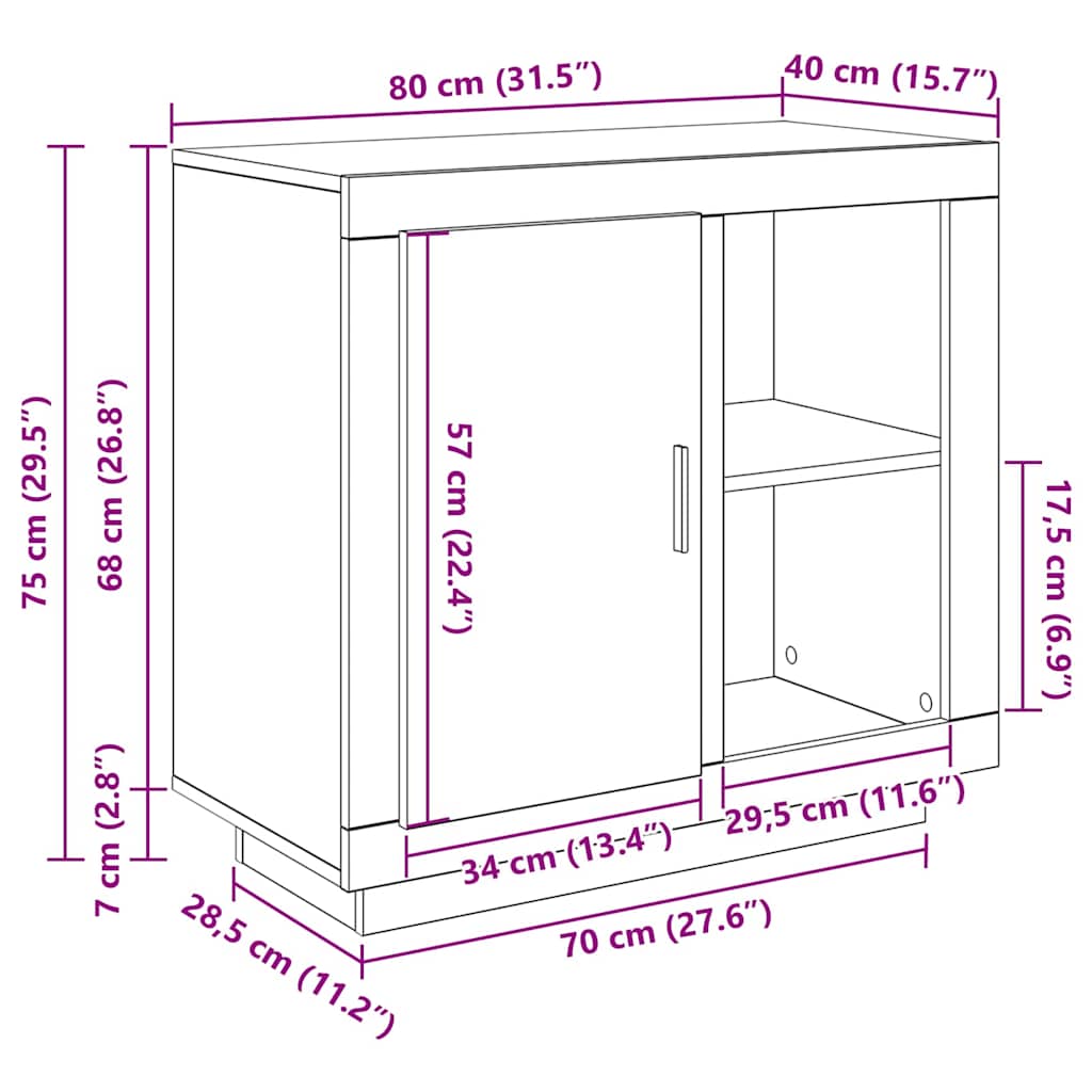 Kreveta Umjetnički hrast 80 x 40 x 75 cm Konstruirano drvo