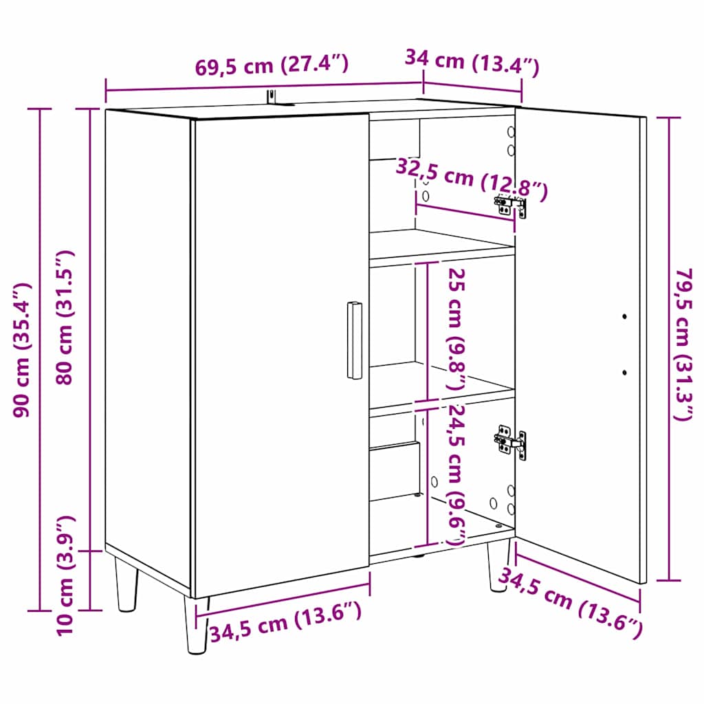 Kreveta Crni hrast 70 x 34 x 90 cm Konstruirano drvo