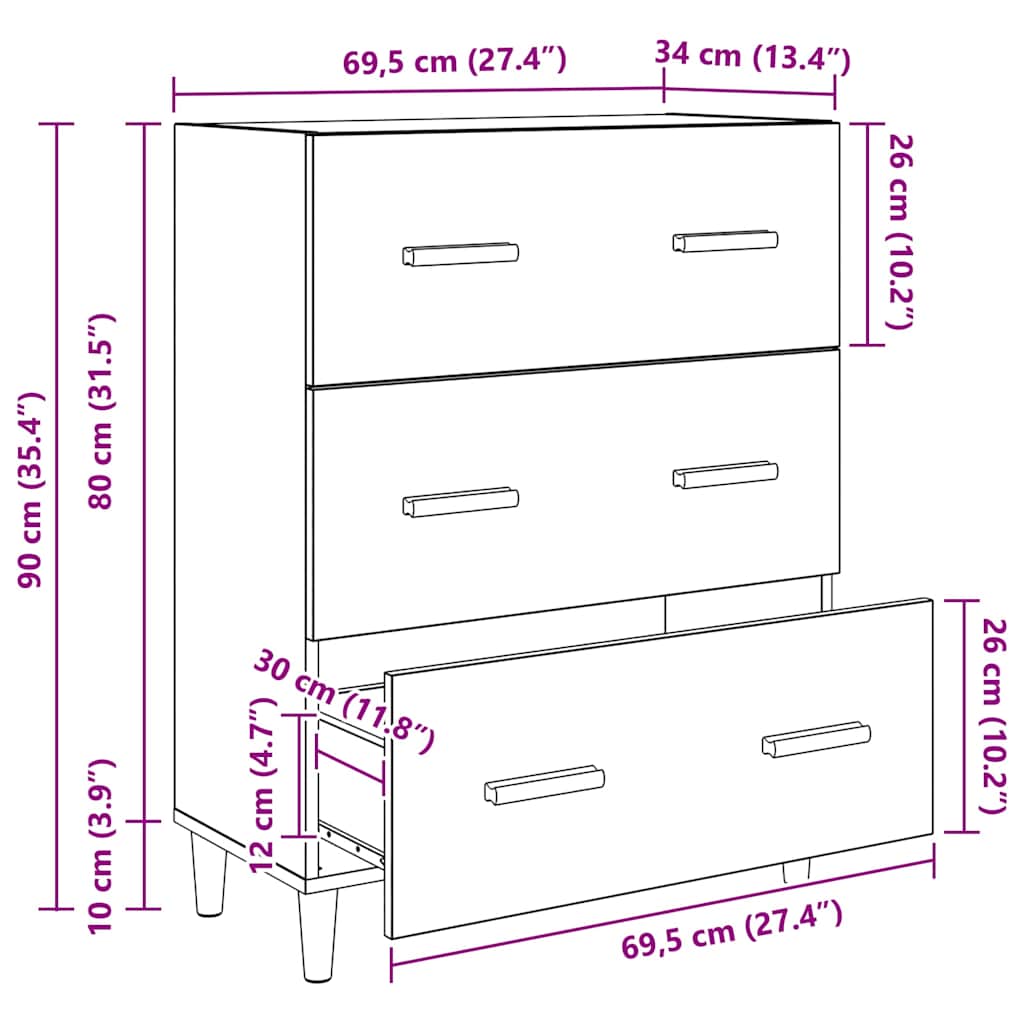 Kreveta Umjetnički hrast 69,5 x 34 x 90 cm Konstruirano drvo