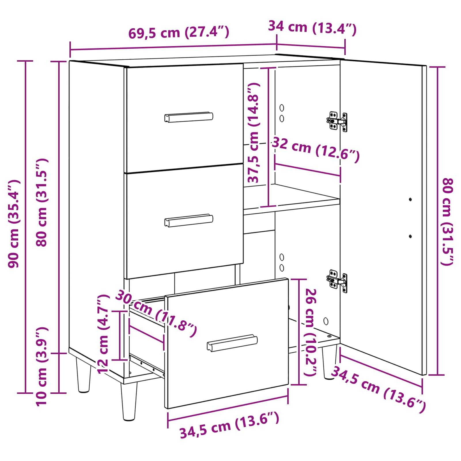 Kreveta Umjetnički hrast 34 x 69.5 x 90 cm Konstruirano drvo