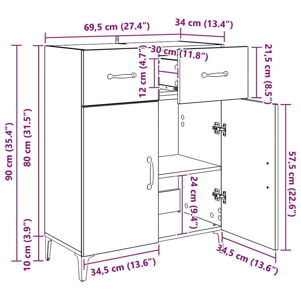 Kreveta Crni hrast 69,5 x 34 x 90 cm Konstruirano drvo