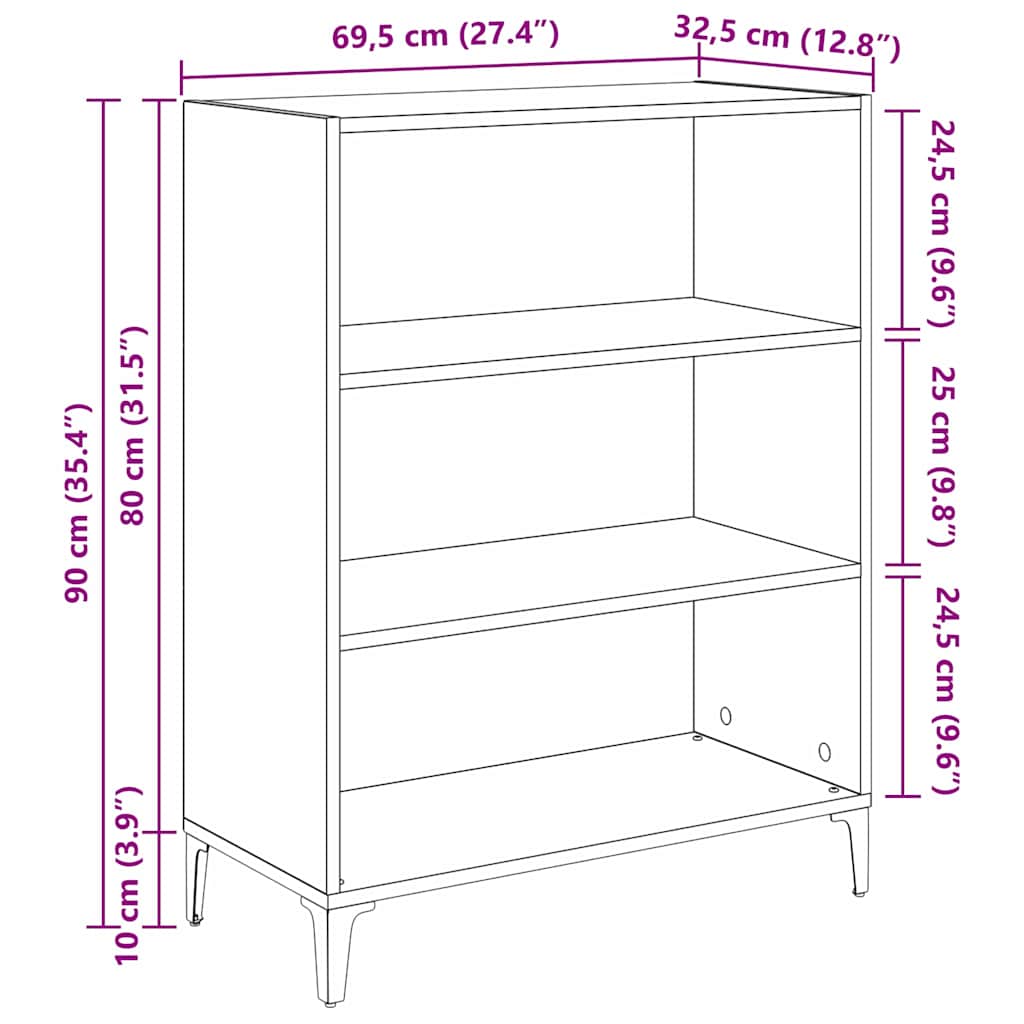 Kreveta Umjetnički hrast 69,5 x 32,5 x 90 cm Konstruirano drvo