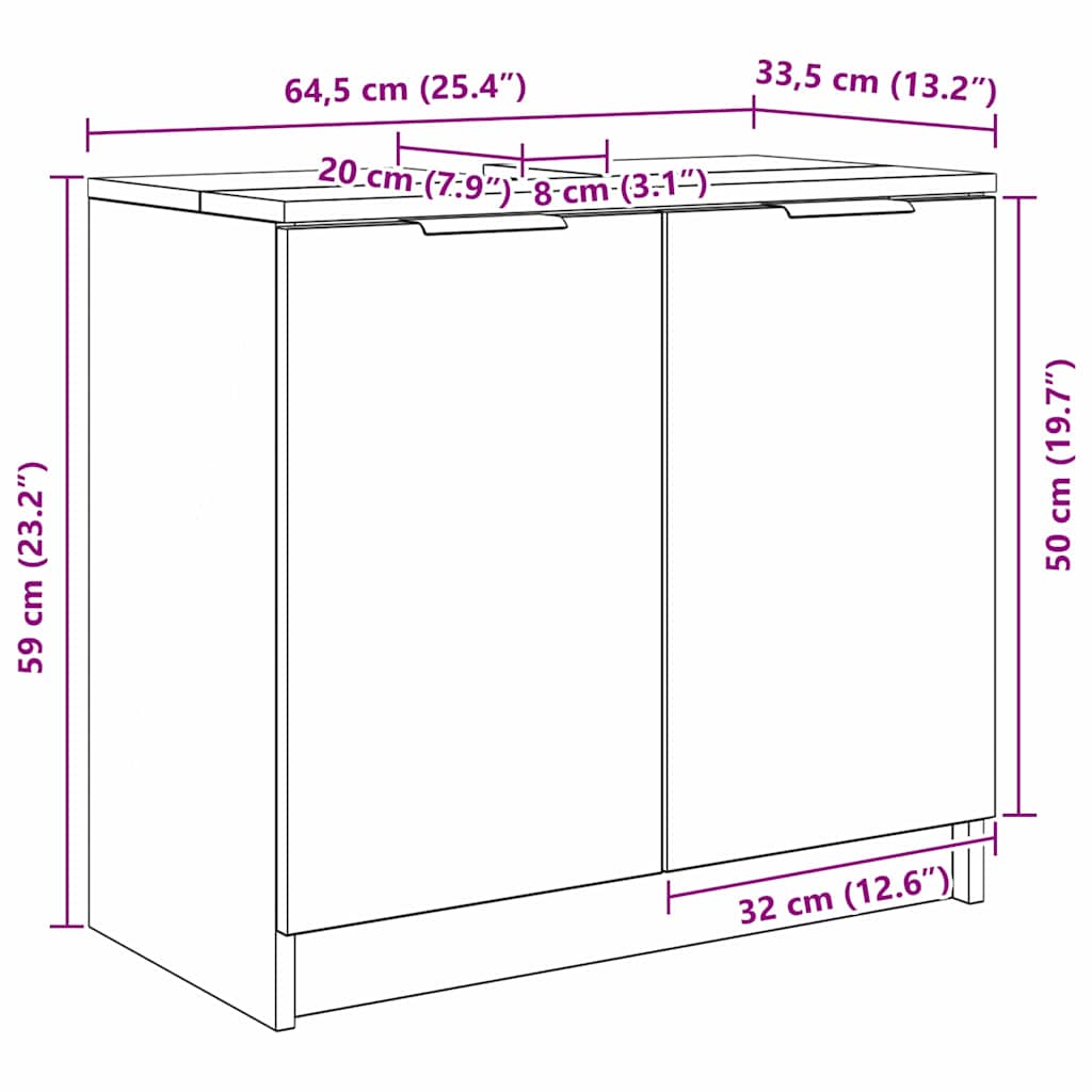 Kupaonski ormar s pohranom Sonoma hrast 64,5 x 33,5 x 59 cm