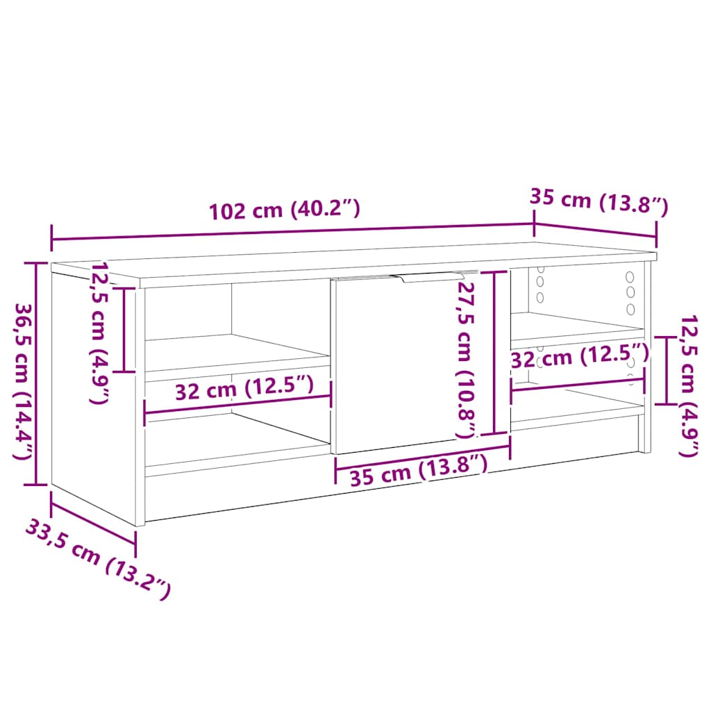 TV ormar Crni hrast 102 x 35 x 36,5 cm Konstruirano drvo