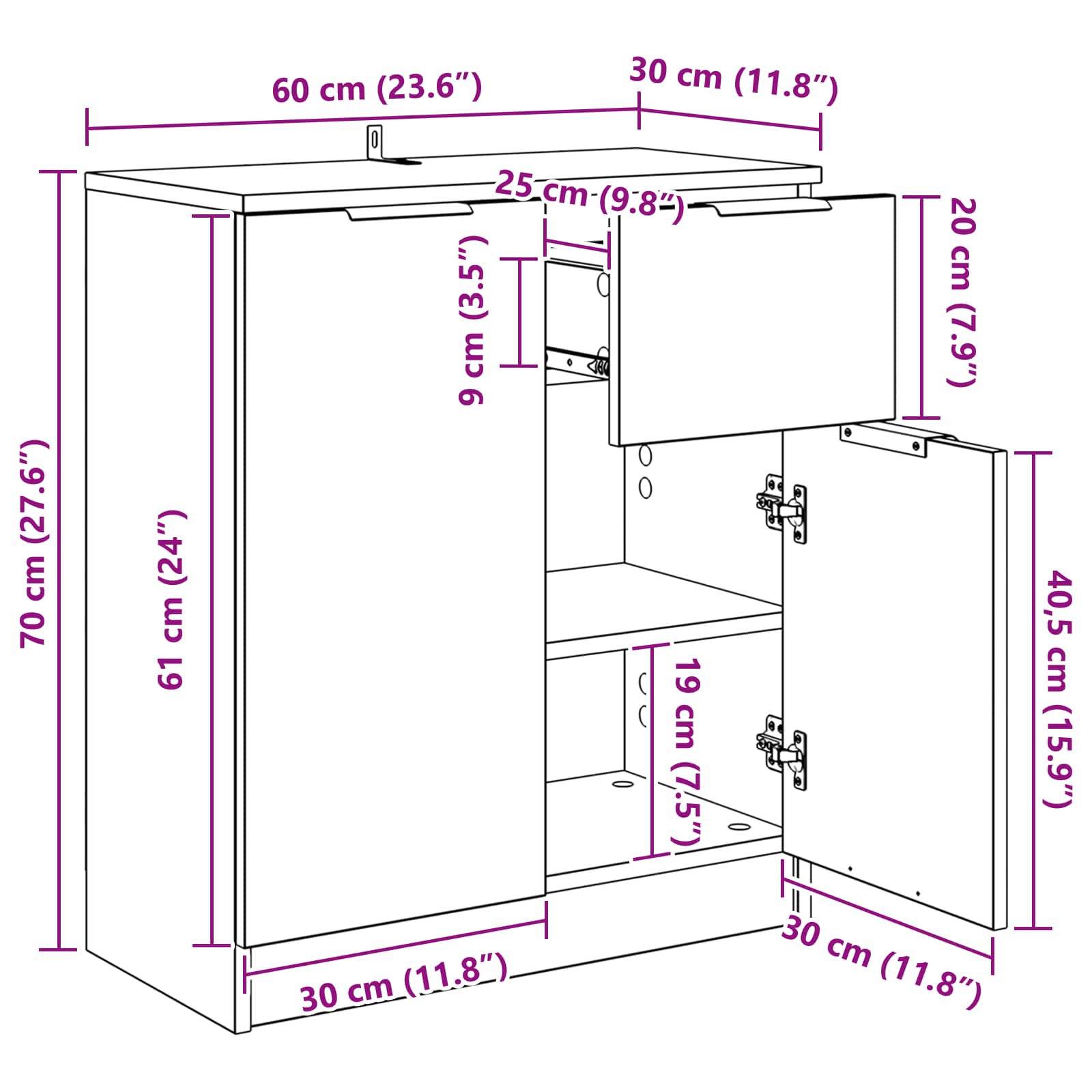 Kreveta s ladicama Crni hrast 60 x 30 x 70 cm Konstruirano drvo