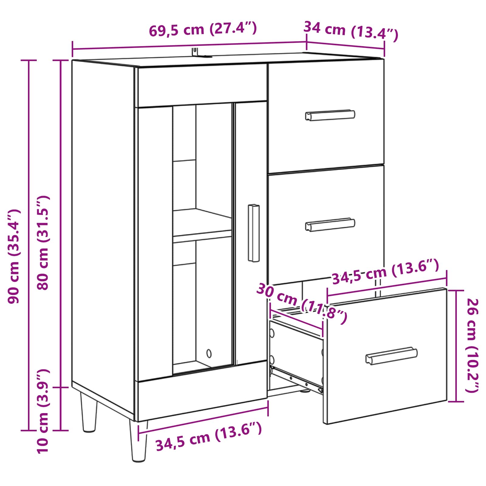 Kreveta Crni hrast 69,5 x 34 x 90 cm Konstruirano drvo