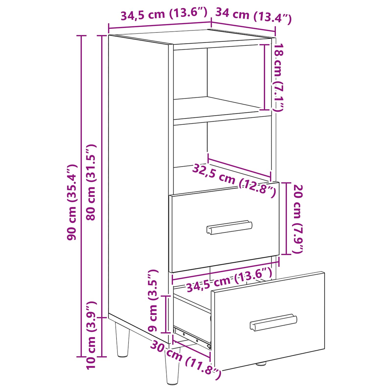 Kreveta Crni hrast 34 x 34.5 x 90 cm Konstruirano drvo