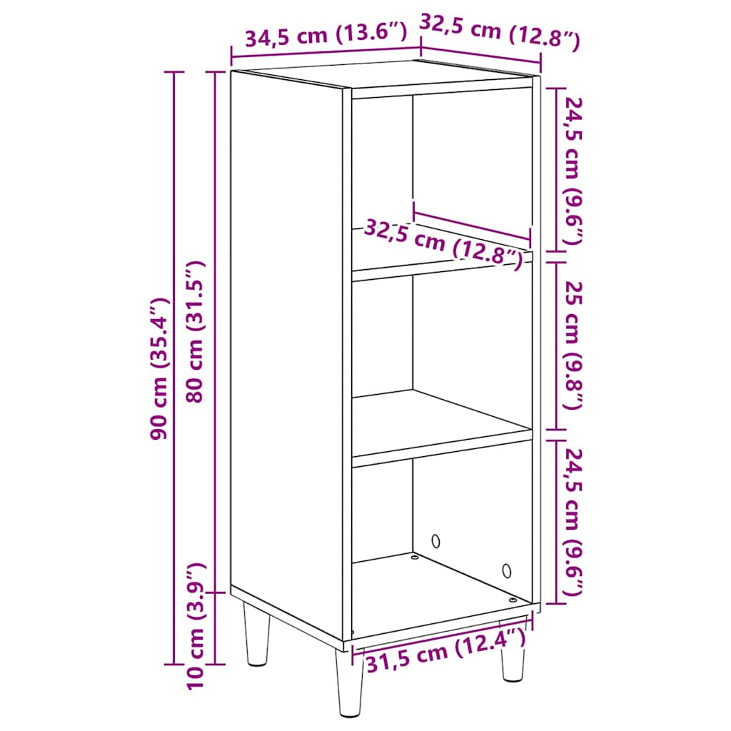 Kreveta Crni hrast 34,5 x 32,5 x 90 cm Konstruirano drvo