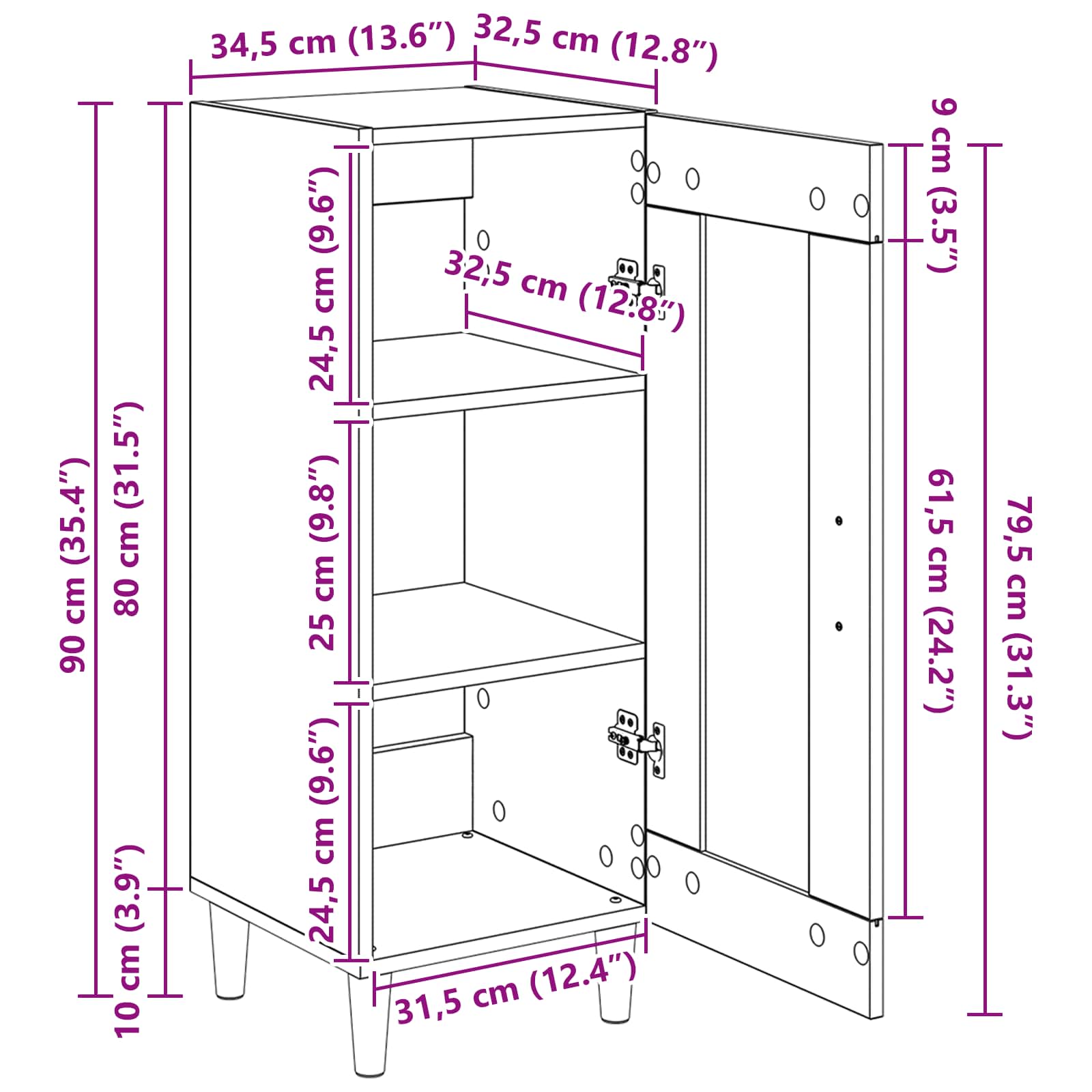 Kreveta Umjetnički hrast 34.5 x 32.5 x 90 cm Konstruirano drvo