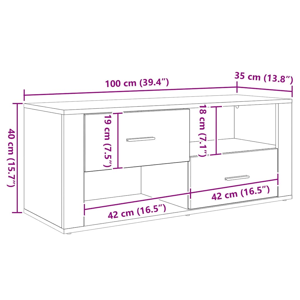 TV ormar Umjetnički hrast 100 x 35 x 40 cm Konstruirano drvo
