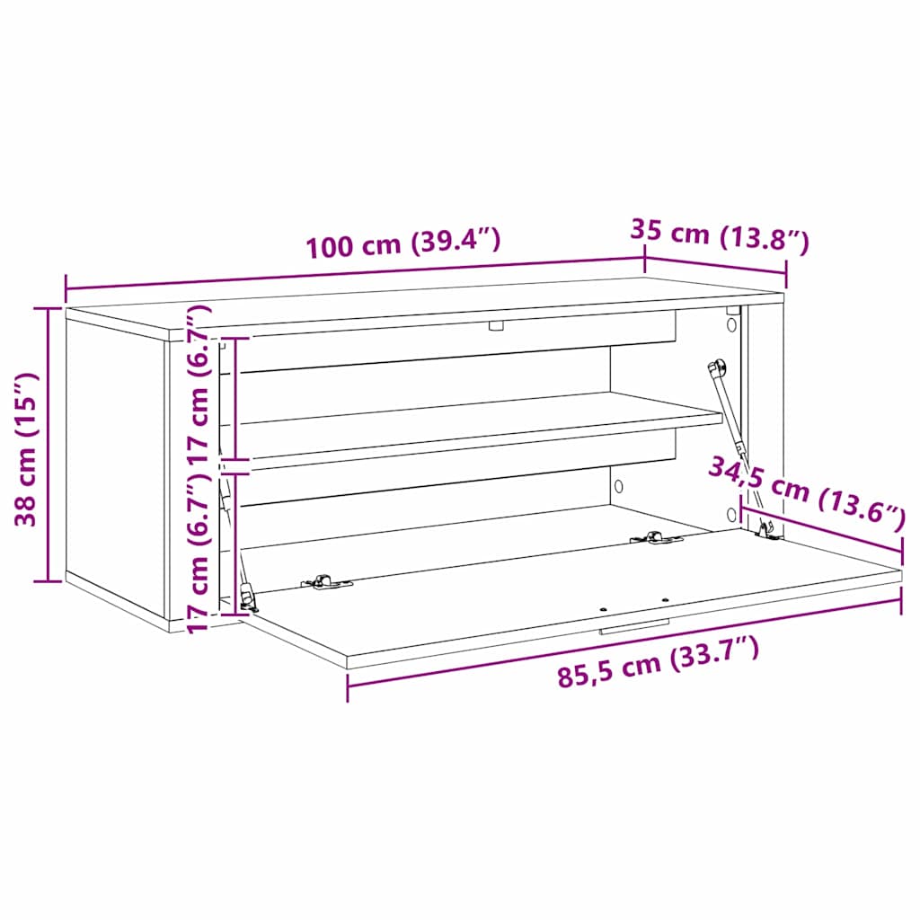 Ormar za cipele Staro drvo 100 x 35 x 38 cm Konstruirano drvo