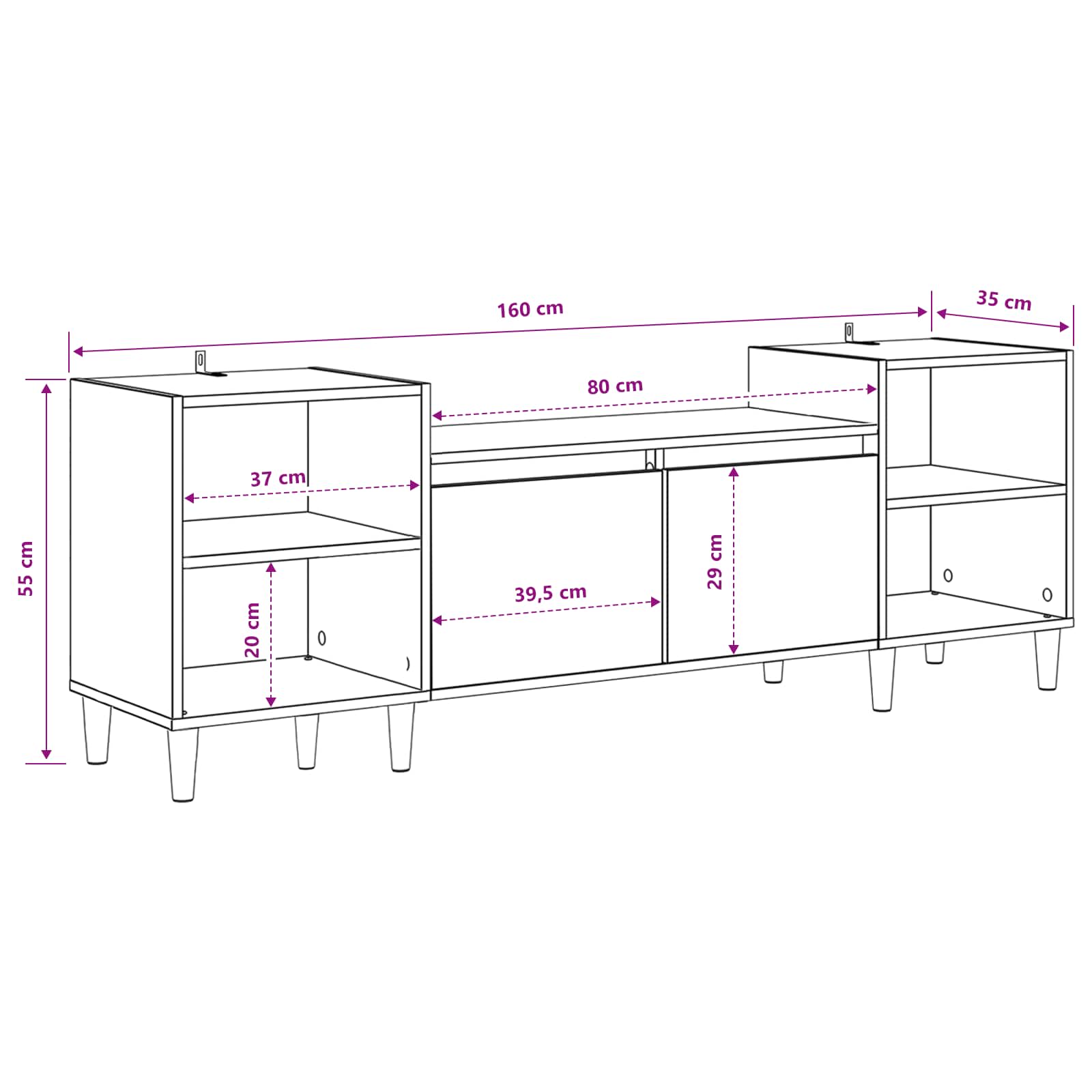 TV ormar 160 x 35 x 55 cm Umjetnički hrast Konstruirano drvo