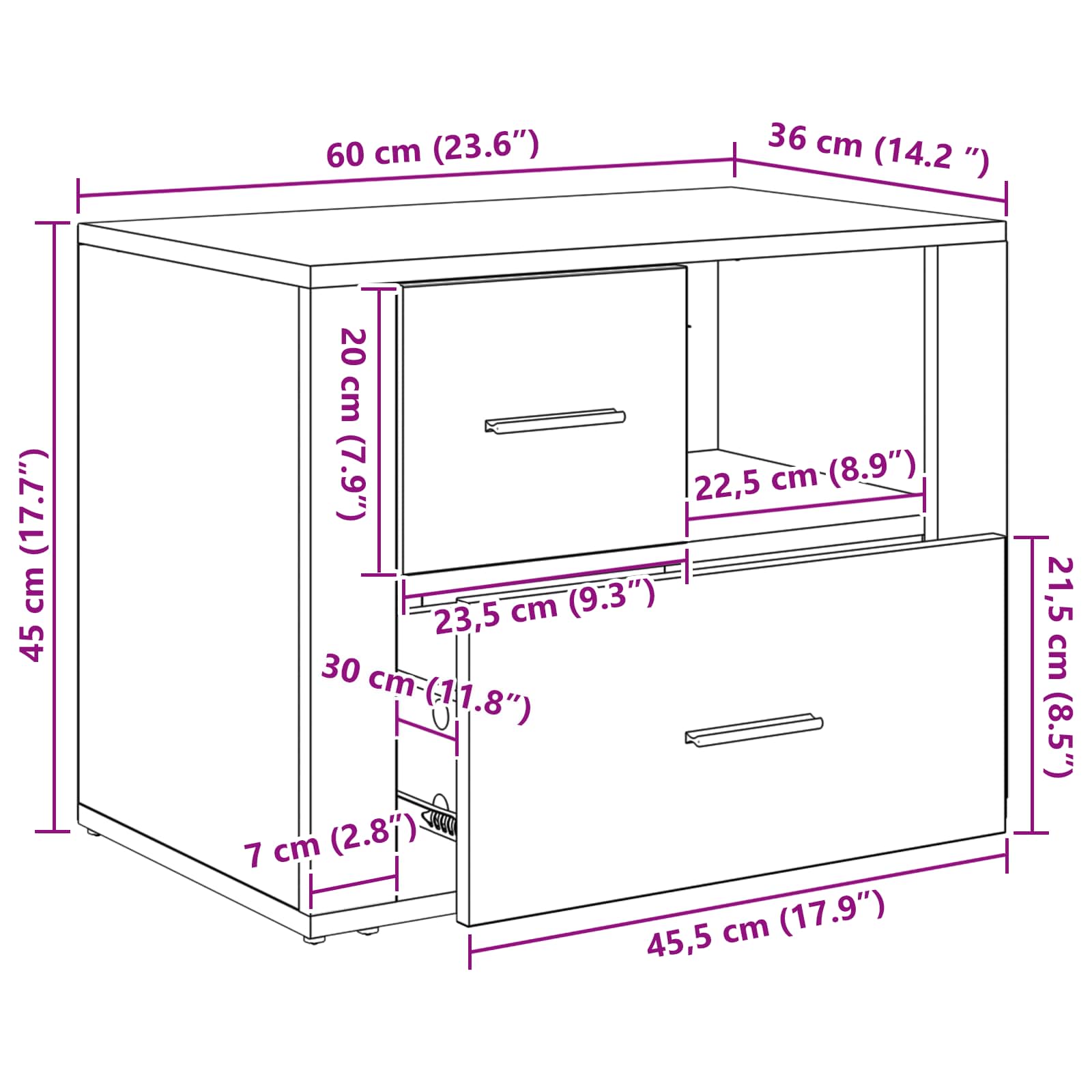 Noćni ormar Staro drvo 35 x 60 x 50 cm Konstruirano drvo