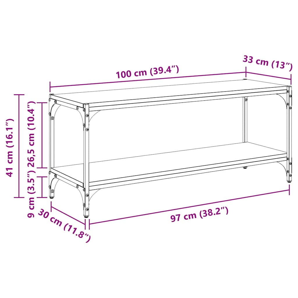 TV ormar Staro drvo 100x33x41cm Obrađeno drvo i čelik