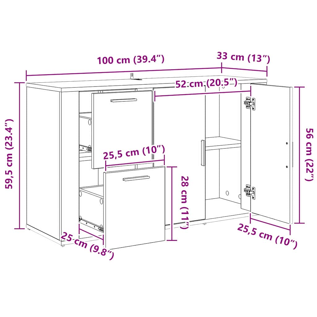 Kreveta Crni hrast 100 x 33 x 59.5 cm Konstruirano drvo