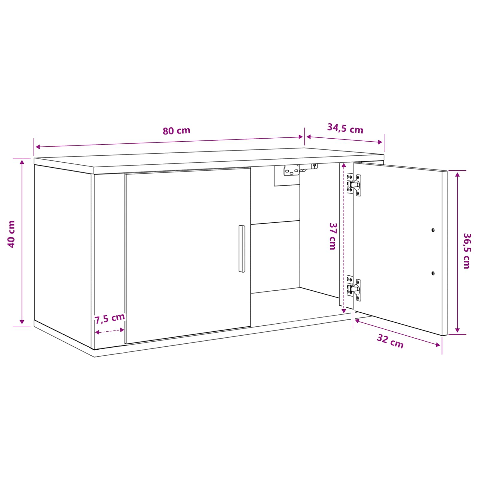 Ormar za TV montiran na zid hrast artisan 80 x 34.5 x 40 cm