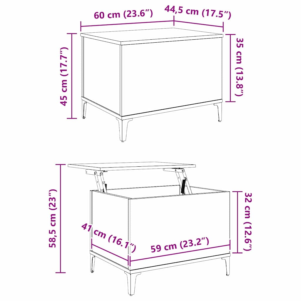 Kava Stol Staro drvo 60 x 44,5 x 45 cm Konstruirano drvo