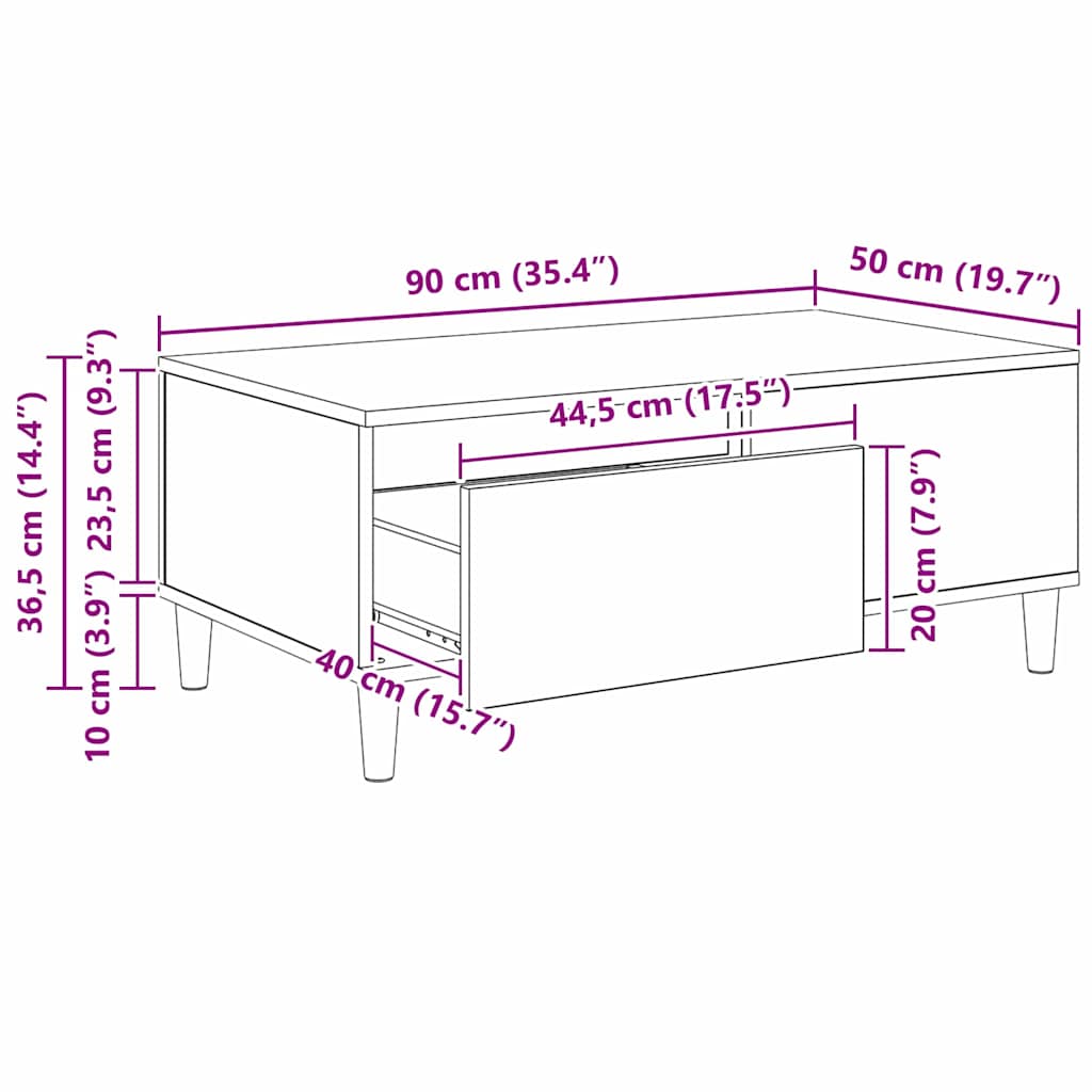 Kava Stol Staro drvo 90 x 50 x 35 cm Konstruirano drvo