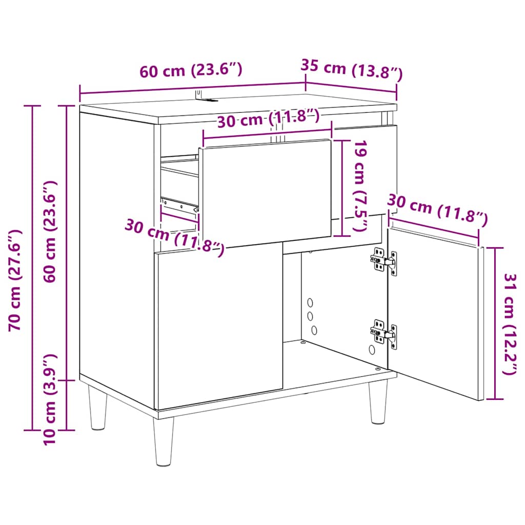 Kreveta s ladicama Crni hrast 60 x 35 x 70 cm Konstruirano drvo