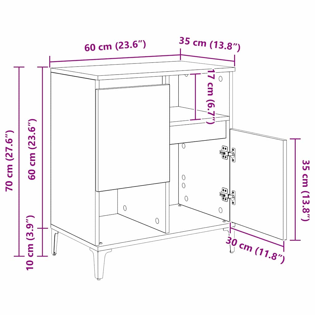 Kreveta Crni hrast 60 x 35 x 70 cm Konstruirano drvo