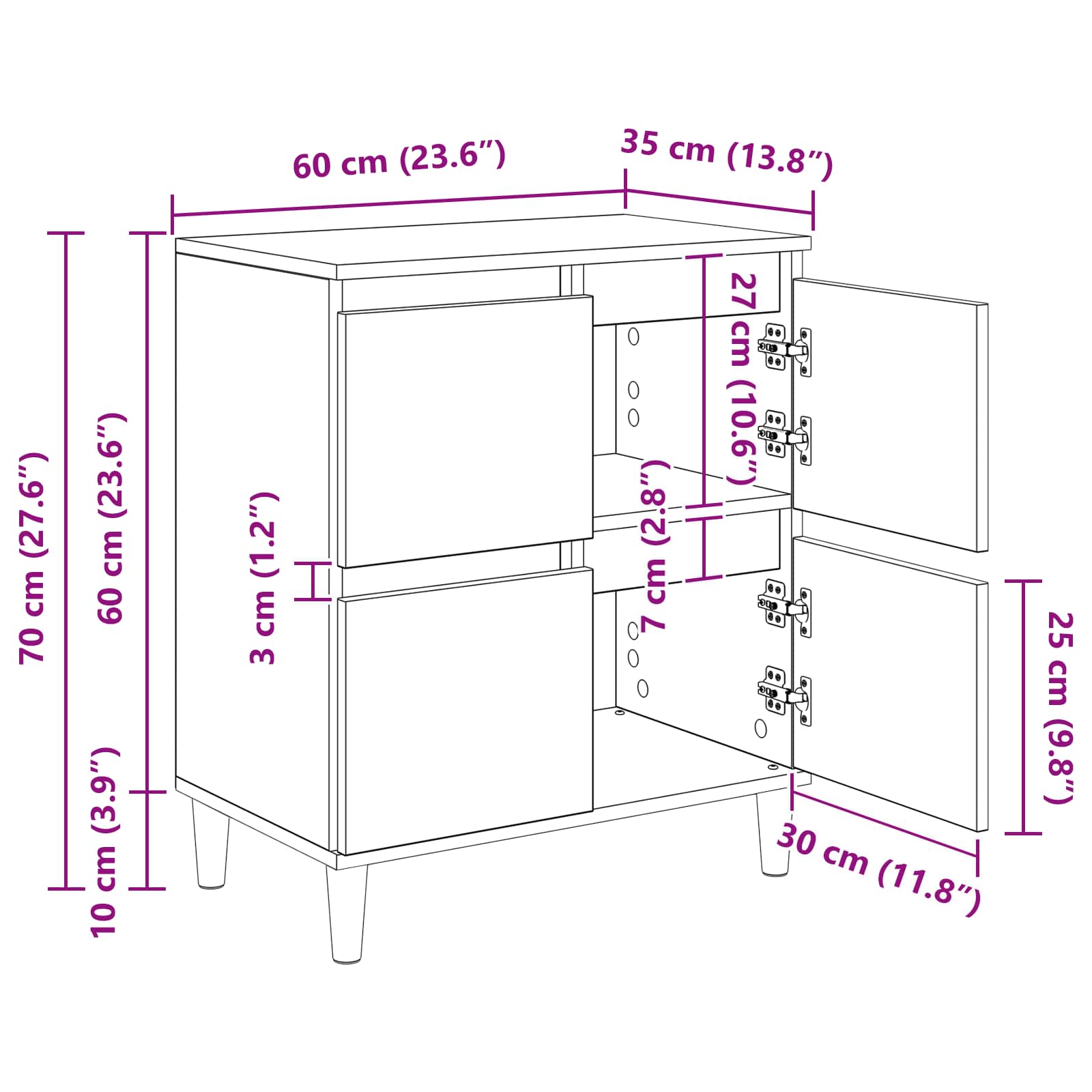 Kreveta Crni hrast 60 x 35 x 70 cm Konstruirano drvo
