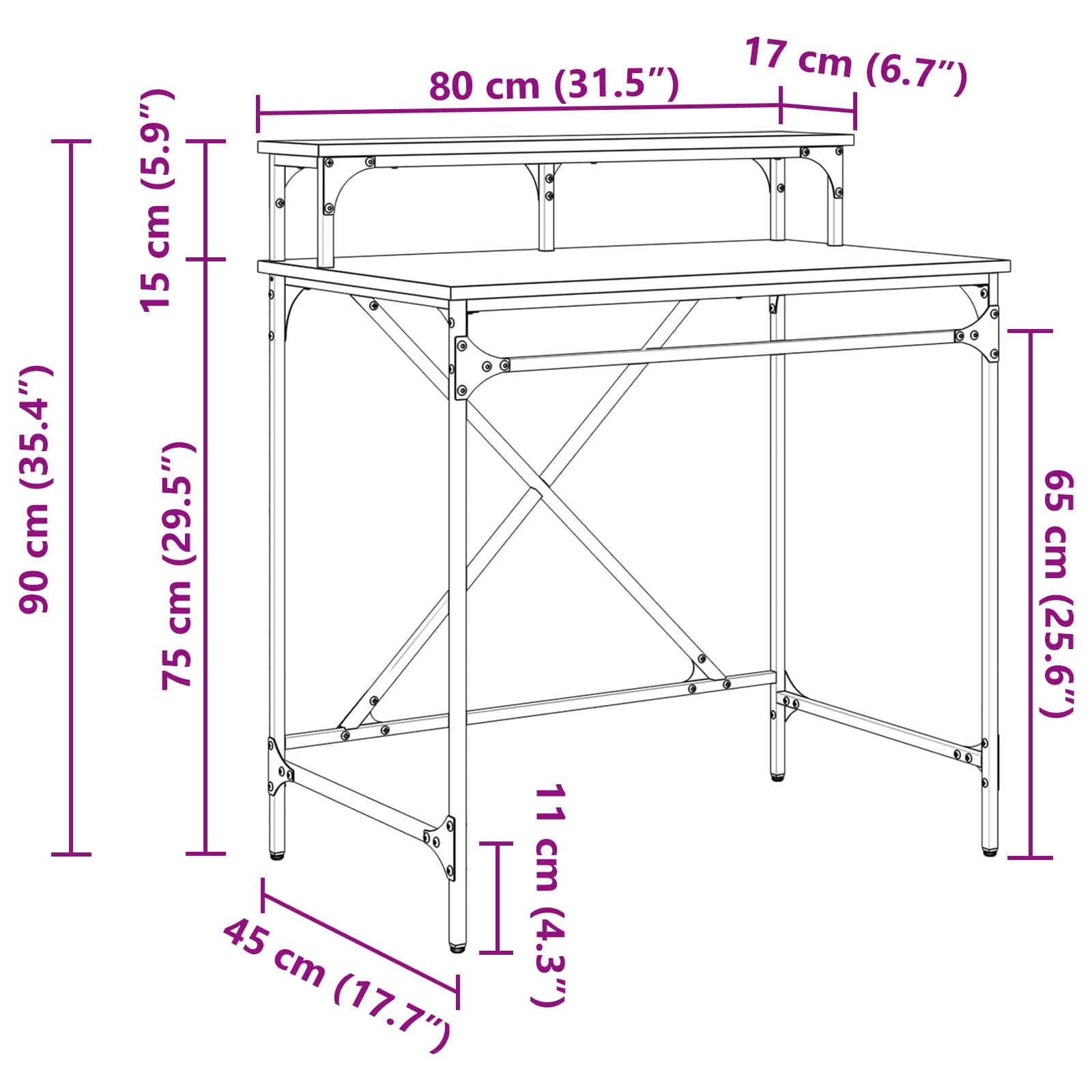 Stol Crni hrast 80 x 50 x 90 cm Konstruirano drvo