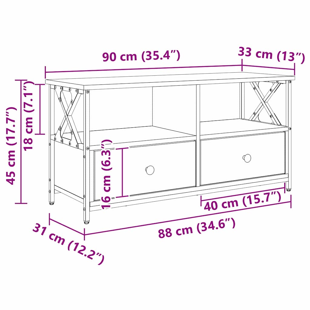 TV ormar Staro drvo 90 x 33 x 45 cm Inženjerska drva i čelik