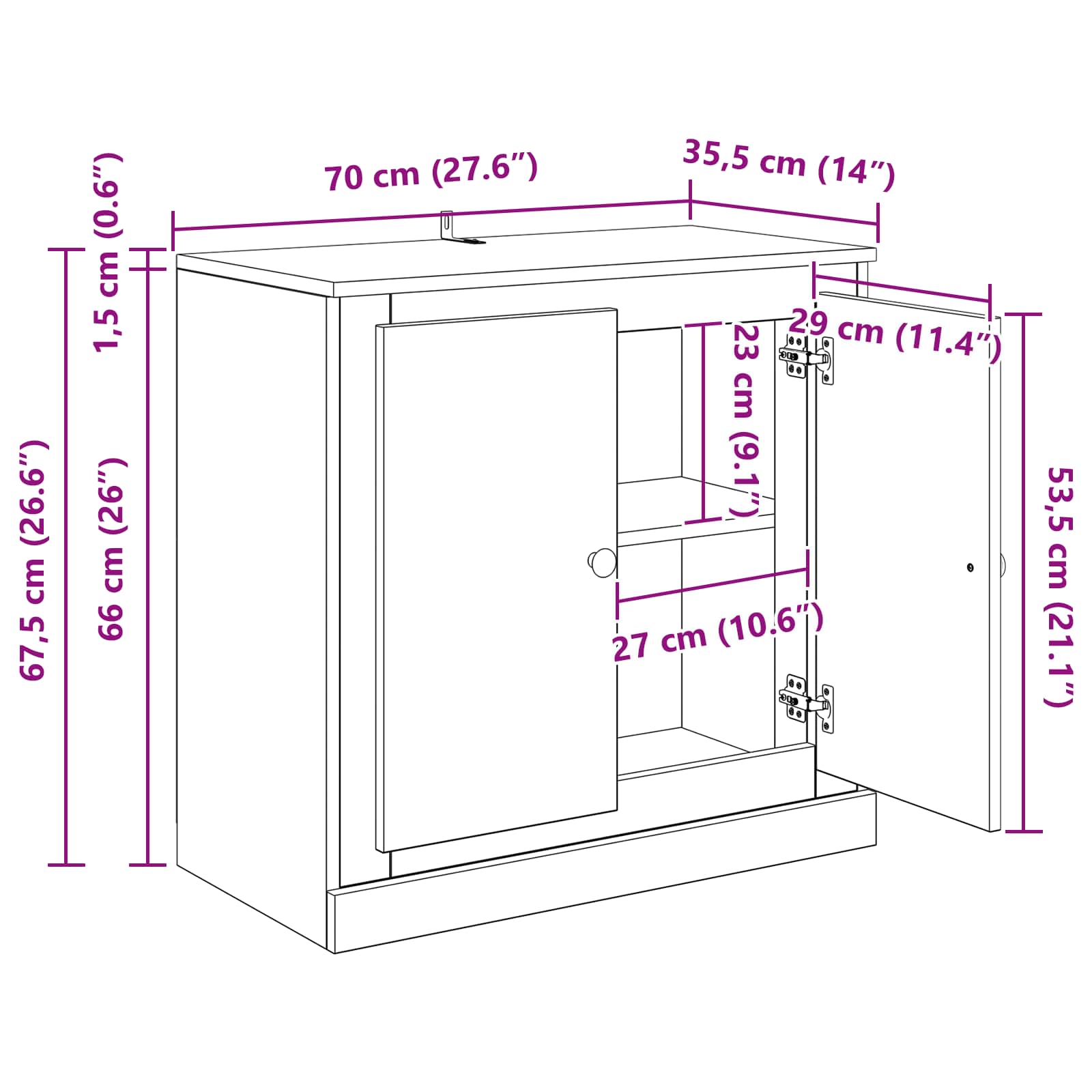 Kreveta Umjetnički hrast 70 x 35,5 x 67,5 cm Konstruirano drvo