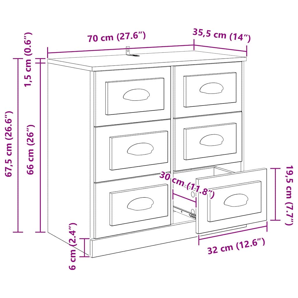 Kreveta Umjetnički hrast 70 x 35,5 x 67,5 cm Konstruirano drvo