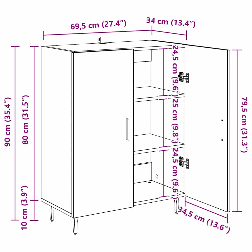 Kreveta Crni hrast 69,5 x 34 x 90 cm Konstruirano drvo