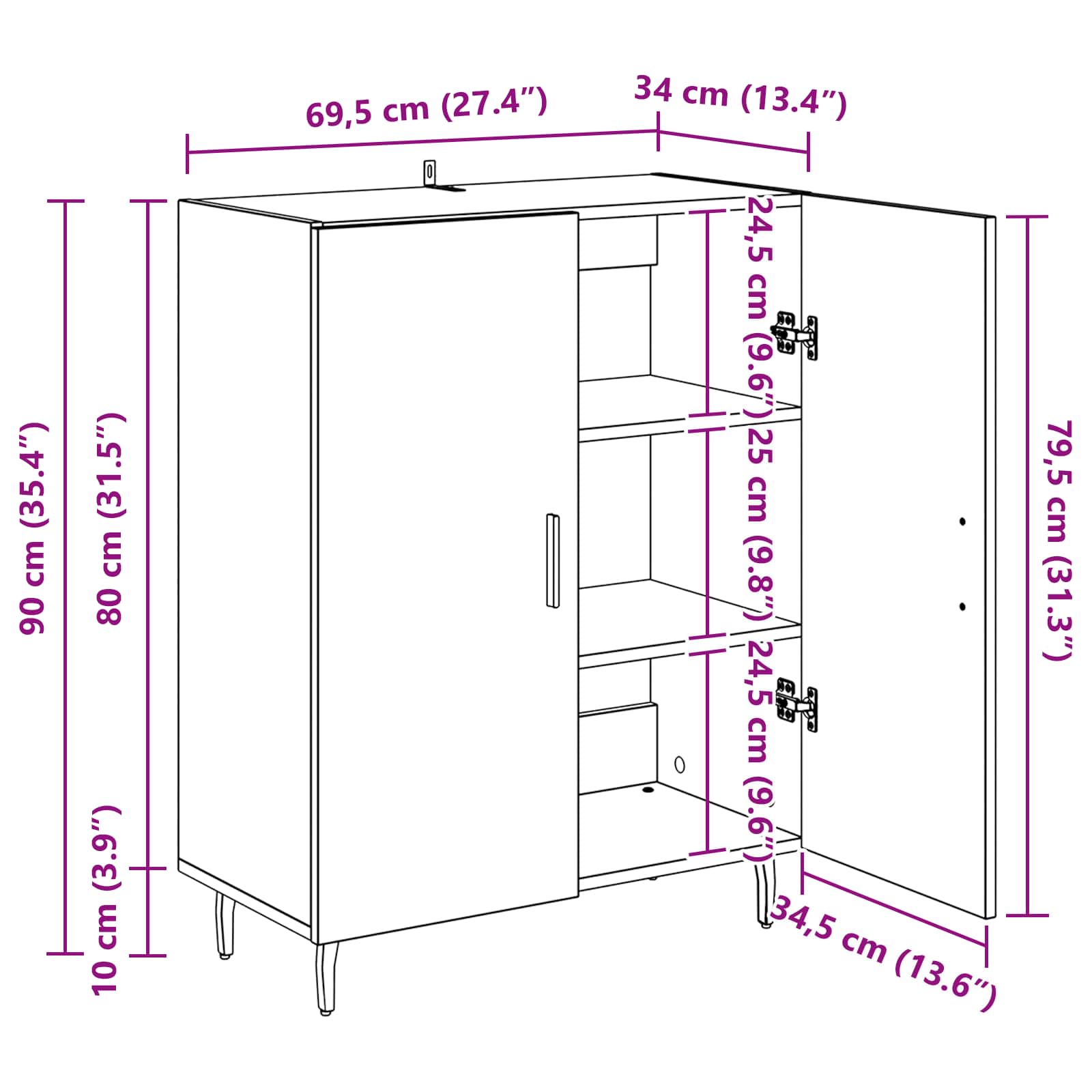 Kreveta Crni hrast 69,5 x 34 x 90 cm Konstruirano drvo