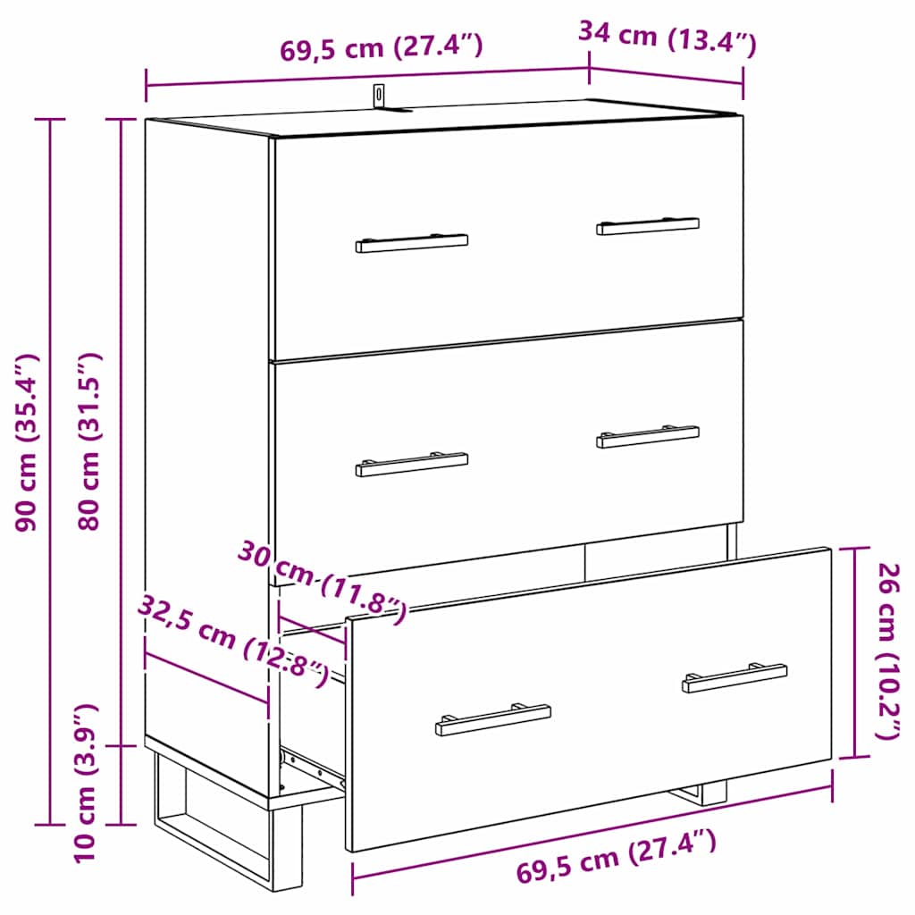 Kreveta Staro drvo 69,5 x 34 x 90 cm Obrađeno drvo i čelik