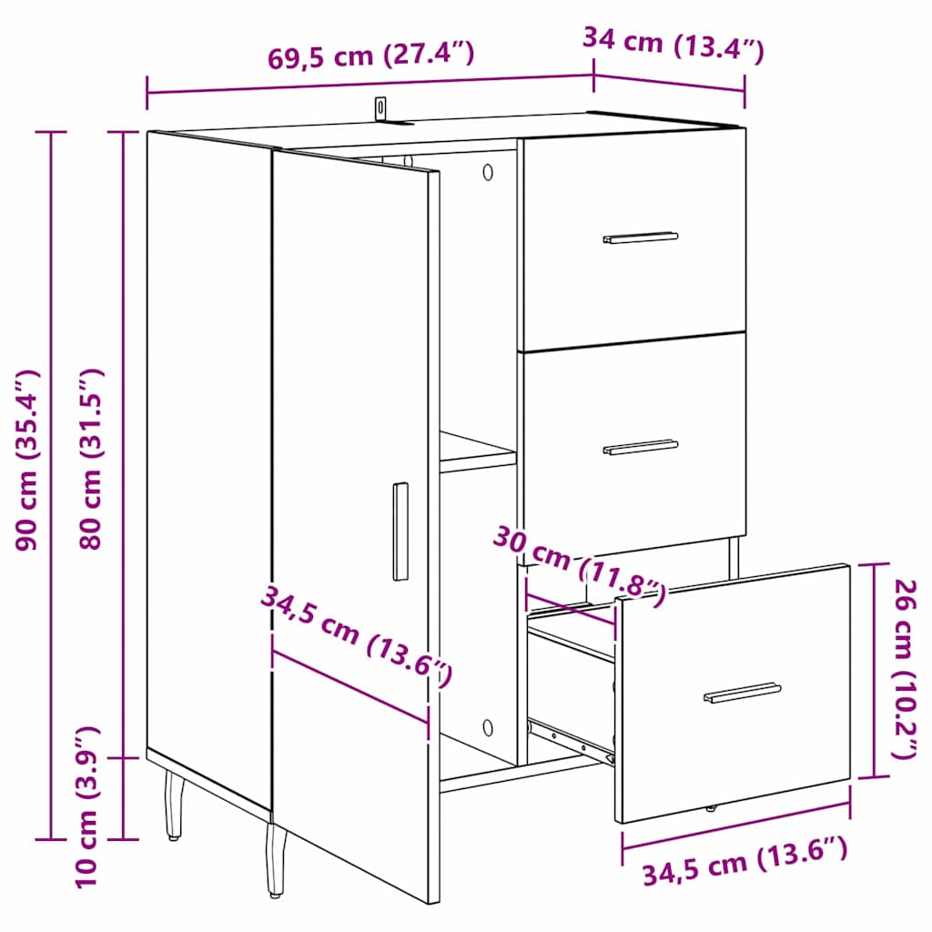 Kreveta Crni hrast 69,5 x 34 x 90 cm Obrađeno drvo i čelik