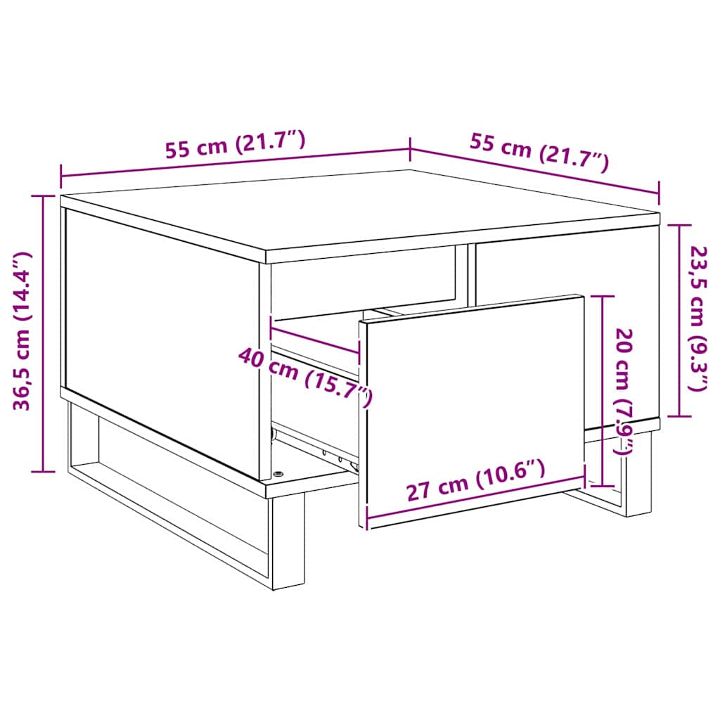 Kava Stol Staro drvo 55 x 55 x 36,5 cm Konstruirano drvo