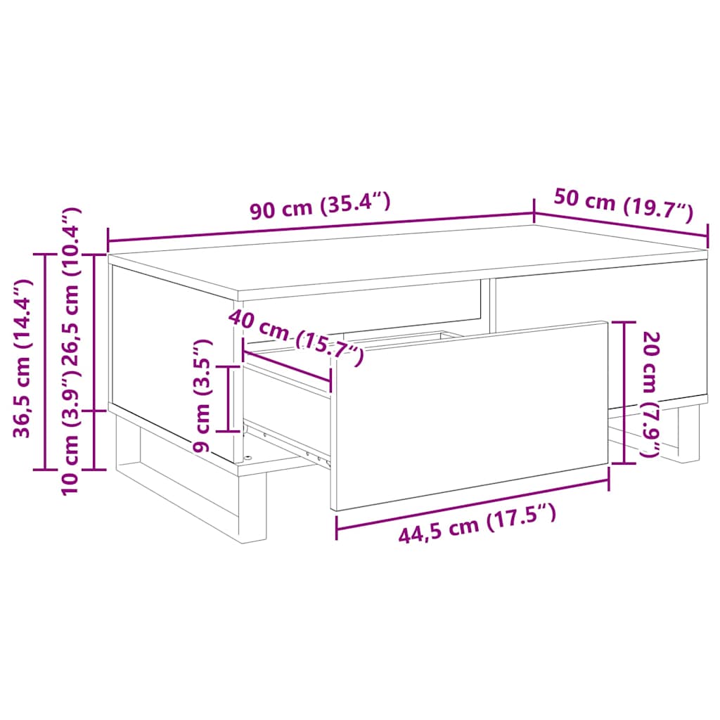 Kava Stol Staro drvo 90 x 50 x 36,5 cm Konstruirano drvo