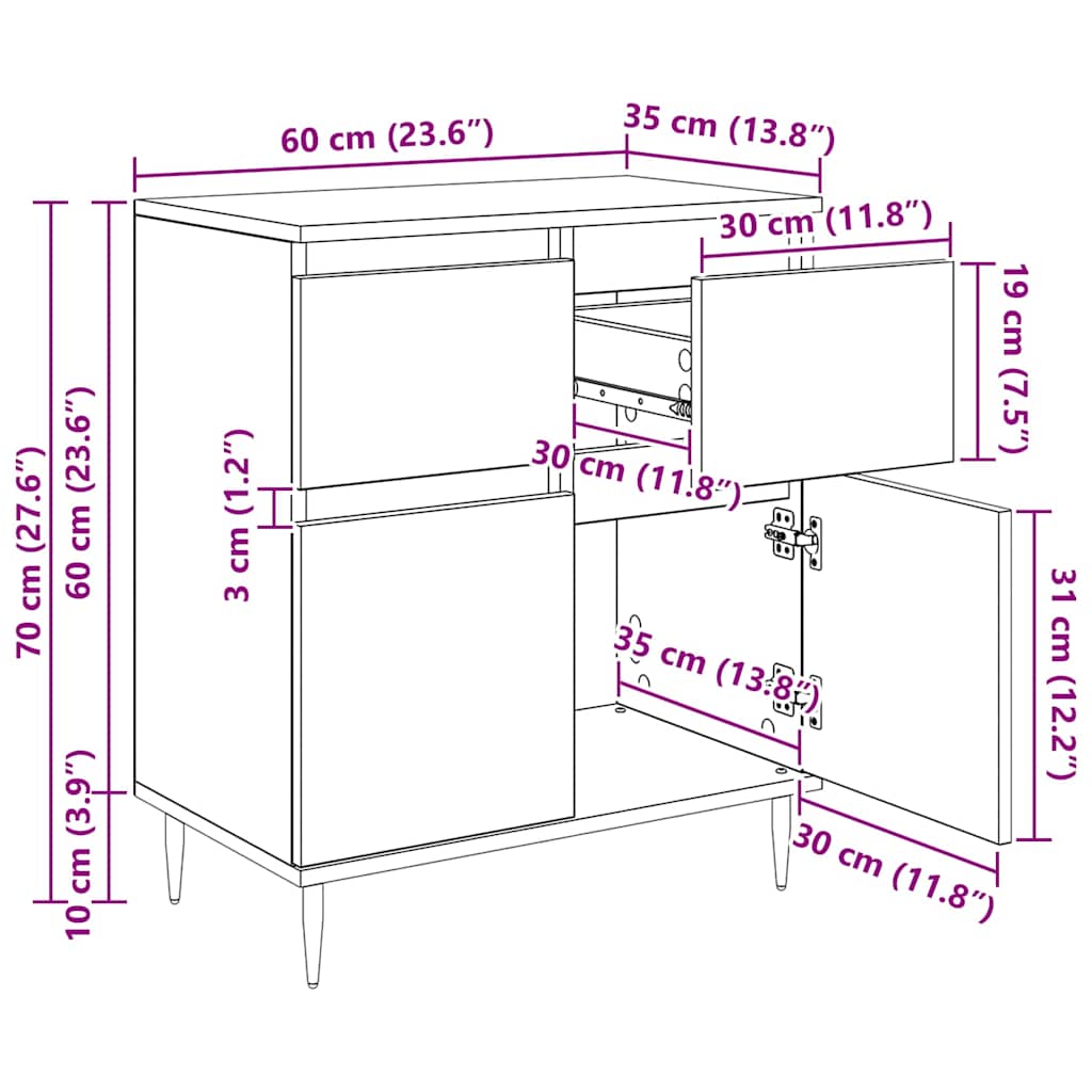 Kreveta Crni hrast 60 x 35 x 70 cm Obrađeno drvo i čelik