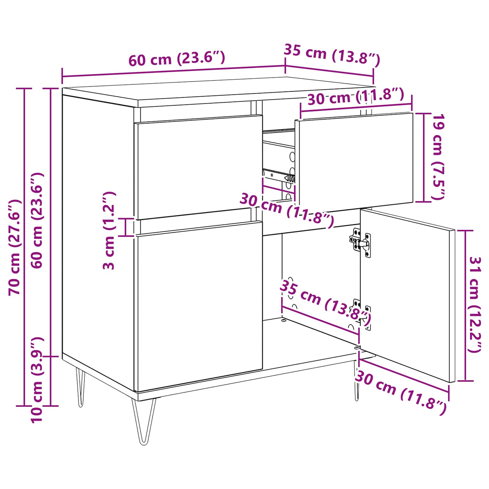 Kreveta Crni hrast 60 x 35 x 70 cm Obrađeno drvo i čelik