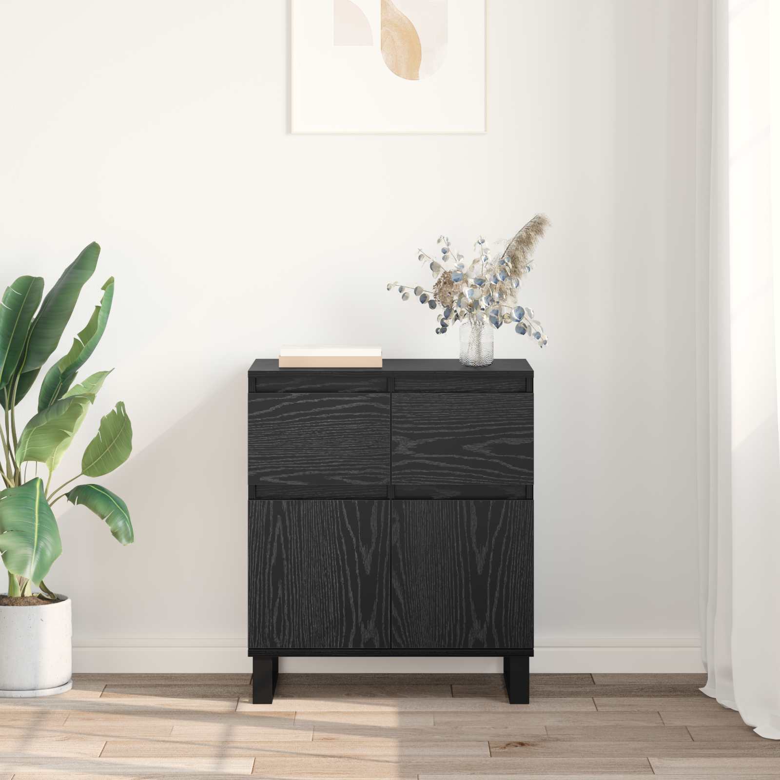 Kreveta Crni hrast 60 x 35 x 70 cm Obrađeno drvo i čelik