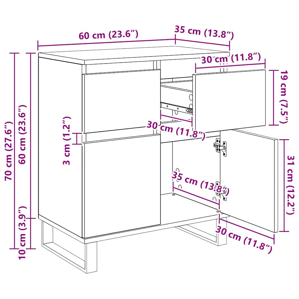 Kreveta Crni hrast 60 x 35 x 70 cm Obrađeno drvo i čelik
